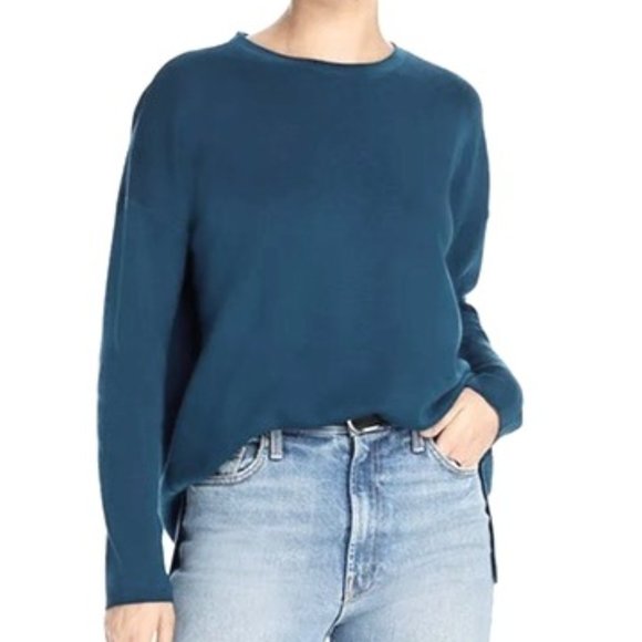 Eileen Fisher Merino Wool Oversized Sweater Tunic, Teal, XS - Picture 1 of 8